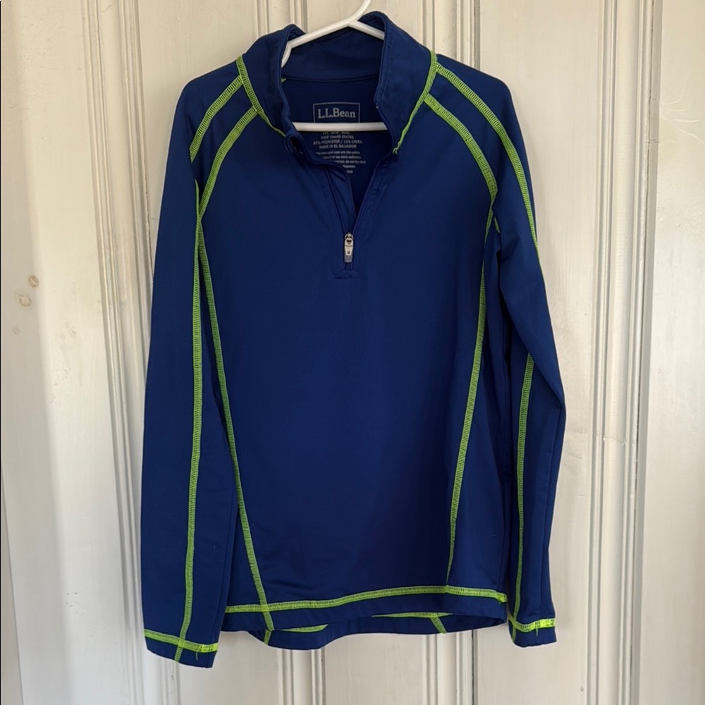 L.L. Bean Blue Pullover with Green Accents